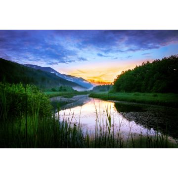 Lais Puzzle - Sonnenuntergang über dem Fluss Ribnica in Slowenien - 2.000 Teile