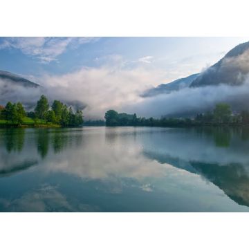 Lais Puzzle - Erstaunlicher Blick auf den Stausee am Fluss Soca in der Nähe von Most na Soci, Slowenien am nebligen Morgen - 1.000 Teile