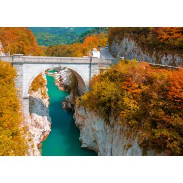 Lais Puzzle - Herbstlandschaft am Fluss Soca und Napoleons Brücke bei Kobarid, Slowenien - 1.000 Teile