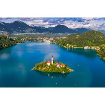 Lais Puzzle - Bled, Slowenien - Panoramablick auf die Skyline des Bleder Sees (Blejsko Jezero) mit der Wallfahrtskirche Maria Himmelfahrt, den Julischen Alpen und der Burg Bled - 2.000 Teile