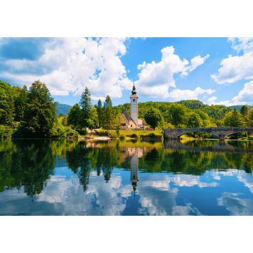 Lais Puzzle - Landschaft und Kirche des Heiligen Johannes des Täufers am Bohinjer See in Slowenien. Natur in Slovenija - 1.000 Teile