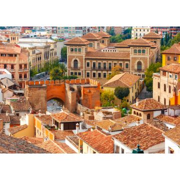 Lais Puzzle - Blick von der Aussichtsplattform Mirador de la Lona auf die Altstadt, den Triumphplatz und das Stadttor Puerta de Elvira, Granada, Andalusien, Spanien - 1.000 Teile