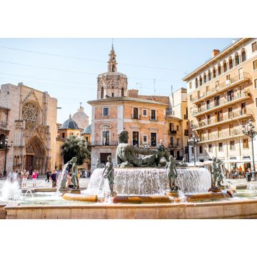 Lais Puzzle - Blick auf den Virgen-Platz mit Kathedrale und Brunnen im Zentrum der Stadt Valencia an einem sonnigen Tag in Spanien - 1.000 Teile