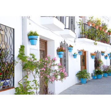 Lais Puzzle - Malerische Straße von Mijas mit Blumentöpfen an den Fassaden, ein traditionelles, weiß getünchtes Dorf, Spanien - 1.000 Teile
