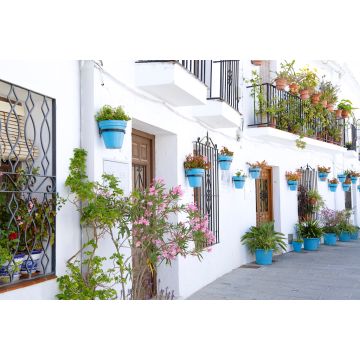 Lais Puzzle - Malerische Straße von Mijas mit Blumentöpfen an den Fassaden, ein traditionelles, weiß getünchtes Dorf, Spanien - 2.000 Teile