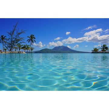 Lais Puzzle - Blick auf den Vulkan Nevis Peak von einem Schwimmbad in Christopher Harbour, St. Kitts - 2.000 Teile