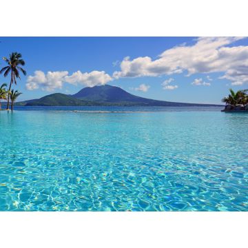 Lais Puzzle - Blick auf den Vulkan Nevis Peak von einem Schwimmbad in Christopher Harbour, St. Kitts - 1.000 Teile