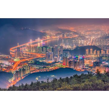 Lais Puzzle - Busan und die Skyline des Stadtzentrums in nebliger Nacht, Südkorea - 2.000 Teile