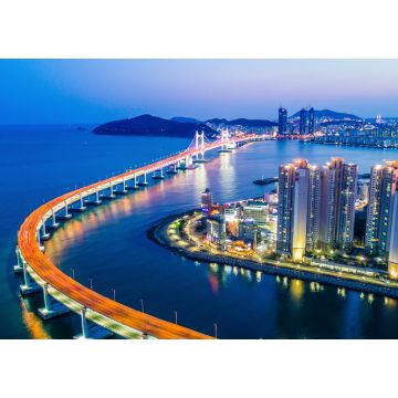 Lais Puzzle - Busan Gwangandaegyo-Brücke oder Gwangan-Brücke und Haeundae-Luftaufnahme bei Nacht, Busan-Stadt, Südkorea - 1.000 Teile