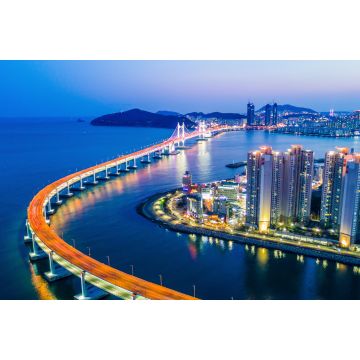 Lais Puzzle - Busan Gwangandaegyo-Brücke oder Gwangan-Brücke und Haeundae-Luftaufnahme bei Nacht, Busan-Stadt, Südkorea - 2.000 Teile