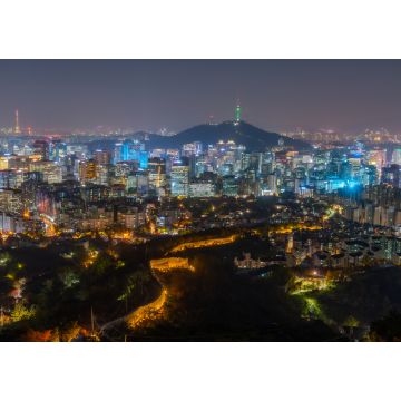 Lais Puzzle - Blick auf den Namsan-Turm hinter einer alten Mauer am Berg Inwangsan in Seoul, Republik Korea - 1.000 Teile