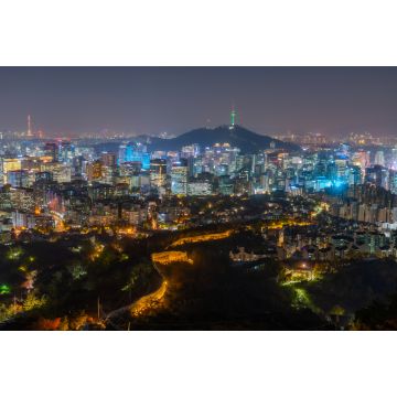 Lais Puzzle - Blick auf den Namsan-Turm hinter einer alten Mauer am Berg Inwangsan in Seoul, Republik Korea - 2.000 Teile