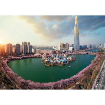 Lais Puzzle - Frühlingszeit in Seoul mit Kirschblüte in voller Blüte im Park - 1.000 Teile