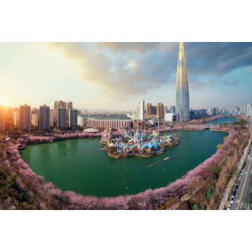 Lais Puzzle - Frühlingszeit in Seoul mit Kirschblüte in voller Blüte im Park - 2.000 Teile