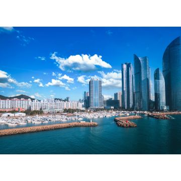 Lais Puzzle - Haeundae I Park Marina und Gwangalli Beach mit Yachtpier bei Tageslicht in Busan, Südkorea - 1.000 Teile