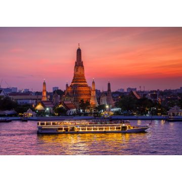 Lais Puzzle - Wat Arun und Kreuzfahrtschiff bei Sonnenuntergang, Bangkok Stadt, Thailand - 1.000 Teile