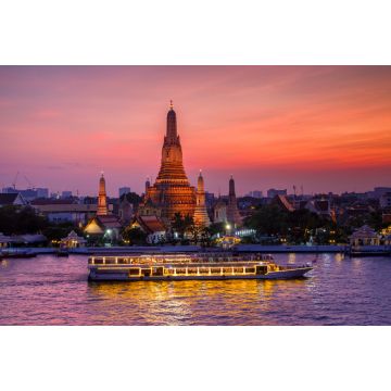 Lais Puzzle - Wat Arun und Kreuzfahrtschiff bei Sonnenuntergang, Bangkok Stadt, Thailand - 2.000 Teile