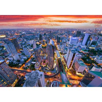 Lais Puzzle - Skyline des Geschäftsviertels von Bangkok aus der Vogelperspektive bei Sonnenuntergang - 1.000 Teile
