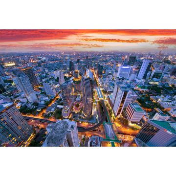 Lais Puzzle - Skyline des Geschäftsviertels von Bangkok aus der Vogelperspektive bei Sonnenuntergang - 2.000 Teile