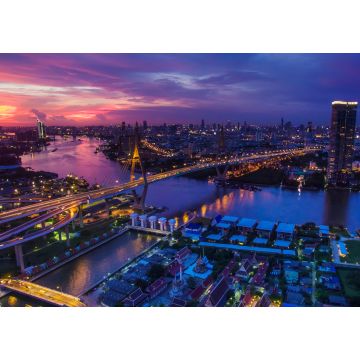 Lais Puzzle - Luftaufnahme der Bhumibol-Brücke in der Abenddämmerung in Bangkok, Thailand - 1.000 Teile