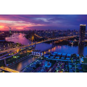 Lais Puzzle - Luftaufnahme der Bhumibol-Brücke in der Abenddämmerung in Bangkok, Thailand - 2.000 Teile