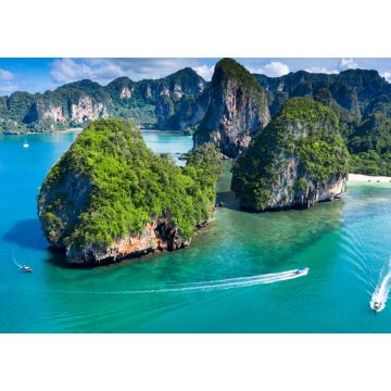 Lais Puzzle - Phra Nang Cave Beach mit traditionellem Longtail-Boot am Ao Phra Nang Beach, Railay Bay, Krabi - 1.000 Teile
