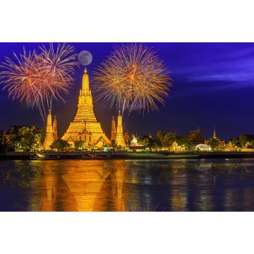 Lais Puzzle - Feuerwerk Countdown Feier Display über Tempel der Morgendämmerung auf der Chao Praya riverside.New Jahr Countdown Feuerwerk am Wat Arun, Bangkok - 2.000 Teile