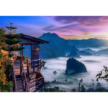 Lais Puzzle - Sonnenaufgang und Morgennebel am Aussichtspunkt Pha Chang Noi, Nationalpark Phu Langka, Provinz Phayao - 1.000 Teile