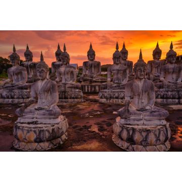 Lais Puzzle - Viele Buddha-Statuen bei Sonnenuntergang im Süden Thailands - 2.000 Teile