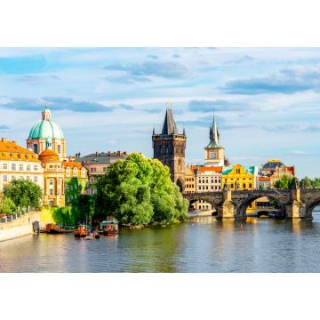Lais Puzzle - Stadtbild am Flussufer mit Brücke und Altstadt in Prag - 1.000 Teile