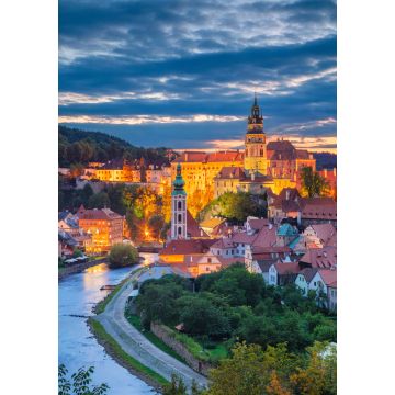 Lais Puzzle - Cesky Krumlov. Luftaufnahme des Stadtbilds von Cesky Krumlov, Tschechische Republik, bei Sonnenuntergang - 1.000 Teile