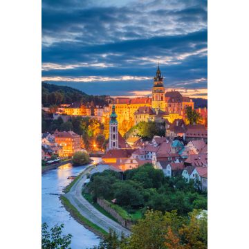 Lais Puzzle - Cesky Krumlov. Luftaufnahme des Stadtbilds von Cesky Krumlov, Tschechische Republik, bei Sonnenuntergang - 2.000 Teile