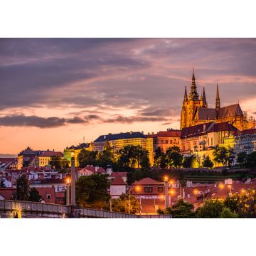Lais Puzzle - Stadtbild von Prag mit der berühmten Burg bei Sonnenuntergang - 1.000 Teile