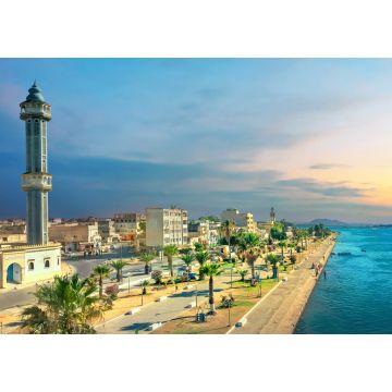 Lais Puzzle - Stadtbild mit Minarett der Moschee in Bizerte. Tunesien, Nordafrika - 1.000 Teile