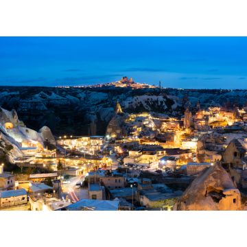 Lais Puzzle - Goreme Stadt in der Dämmerung in Kappadokien Stadtbild und Straßenlaternen am Aussichtspunkt bei Sonnenuntergang - 1.000 Teile