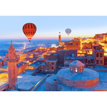 Lais Puzzle - Heißluftballon über der Altstadt von Mardin - Altstadt von Mardin in der blauen Stunde der Dämmerung - Mardin, Türkei - 1.000 Teile