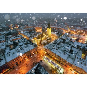 Lais Puzzle - Lemberg im Winter. Malerischer Abendblick auf das Stadtzentrum von der Spitze des Rathauses. Osteuropa, Ukraine - 1.000 Teile