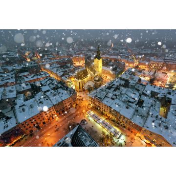 Lais Puzzle - Lemberg im Winter. Malerischer Abendblick auf das Stadtzentrum von der Spitze des Rathauses. Osteuropa, Ukraine - 2.000 Teile