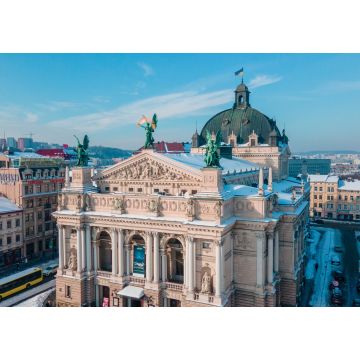 Lais Puzzle - Luftaufnahme des Stadtplatzes vor der Oper in Lviv, sonniger Wintertag - 1.000 Teile