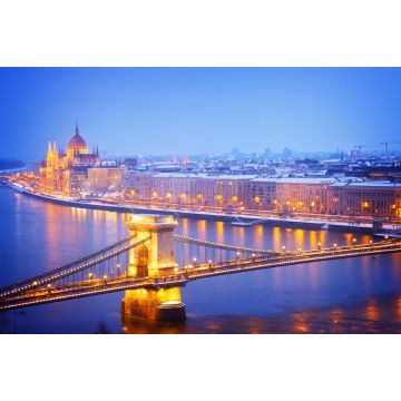 Lais Puzzle - Parlamentsgebäude und Kettenbrücke bei Nacht, Budapest, Ungarn, retro getönt - 2.000 Teile