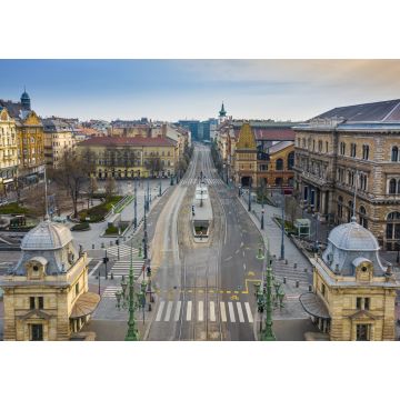 Lais Puzzle - Budapest, Ungarn - Luftaufnahme des Fovam-Platzes und der völlig leeren Straßen am Vamhaz-Boulevard (Vamhaz korut) und der zentralen Markthalle - 1.000 Teile