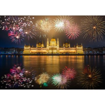 Lais Puzzle - Ungarisches Parlament mit Feuerwerk, das sich in der Donau spiegelt. Budapest - 1.000 Teile