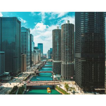 Lais Puzzle - Chicago River mit Booten und Verkehr von oben am Morgen - 40, 100, 200, 500, 1.000 & 2.000 Teile