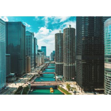 Lais Puzzle - Chicago River mit Booten und Verkehr von oben am Morgen - 1.000 Teile