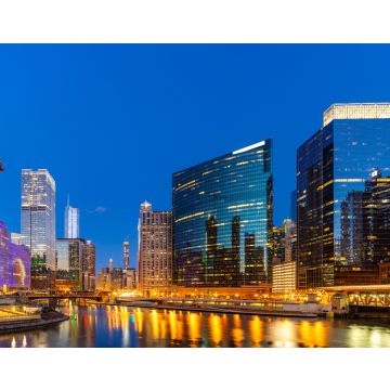 Lais Puzzle - Nächtliches Sonnenuntergangspanorama der Innenstadt von Chicago - 40, 100, 200, 500, 1.000 & 2.000 Teile