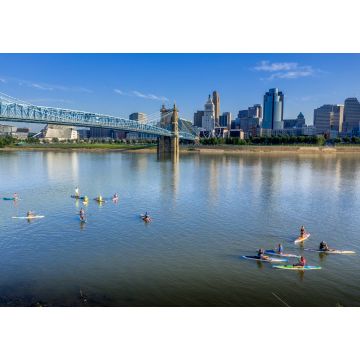 Lais Puzzle - Panoramablick auf das Stadtzentrum von Cincinnati mit der historischen Roebling-Hängebrücke über den Ohio River - 1.000 Teile
