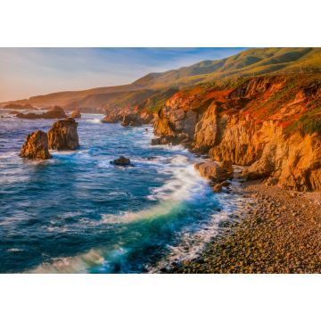 Lais Puzzle - Die grüne und orangefarbene Uferlinie des Garrapata State Park ist voller Farben - 1.000 Teile