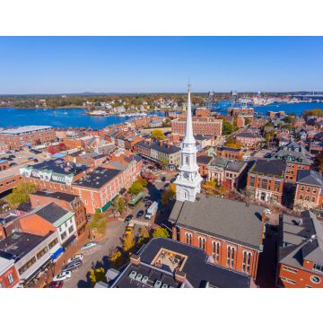 Lais Puzzle - Portsmouth historisches Stadtzentrum Luftaufnahme am Market Square mit historischen Gebäuden und North Church auf Congress Street in der Stadt Portsmouth, New Hampshire NH - 40, 100, 200, 500, 1.000 & 2.000 Teile