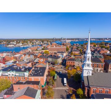 Lais Puzzle - Portsmouth historisches Stadtzentrum Luftaufnahme am Market Square mit historischen Gebäuden und der North Church in der Congress Street in der Stadt Portsmouth, New Hampshire NH - 40, 100, 200, 500, 1.000 & 2.000 Teile