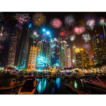 Lais Puzzle - Feuerwerk am nächtlichen Jachthafen von Dubai, Vereinigte Arabische Emirate - 40, 100, 200, 500, 1.000 & 2.000 Teile